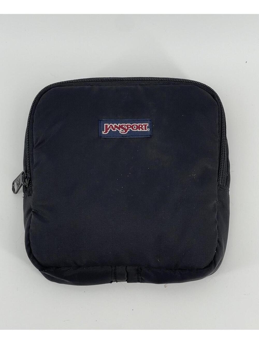 Vintage JanSport Black Nylon Zip Travel Organizer Utility Pouch Bag